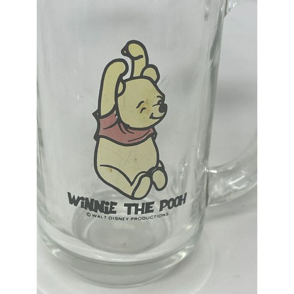 Vintage Winnie The Pooh Disney Large Glass Mug Footed 5.5" Excellent - Picture 4 of 6